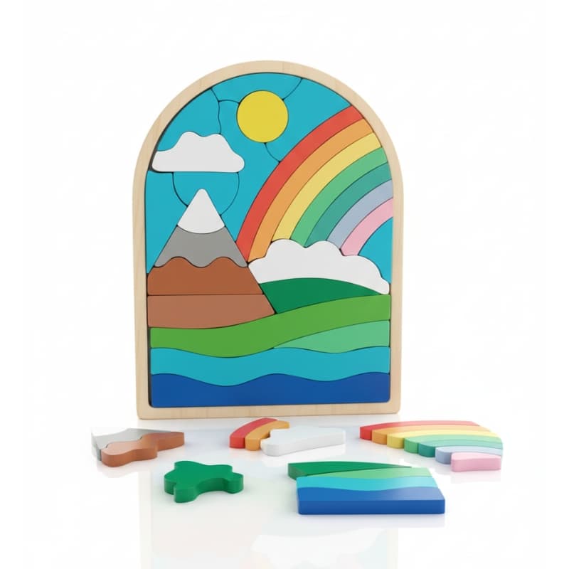 Wooden Landscape Building Blocks Puzzle