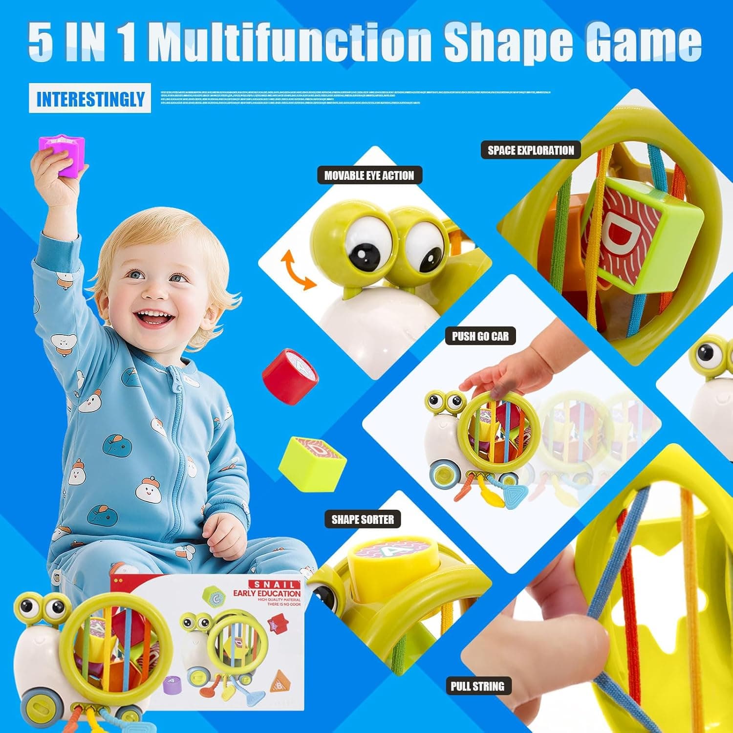 5 in 1 Montessori Sensory Snail Toy - Image 5