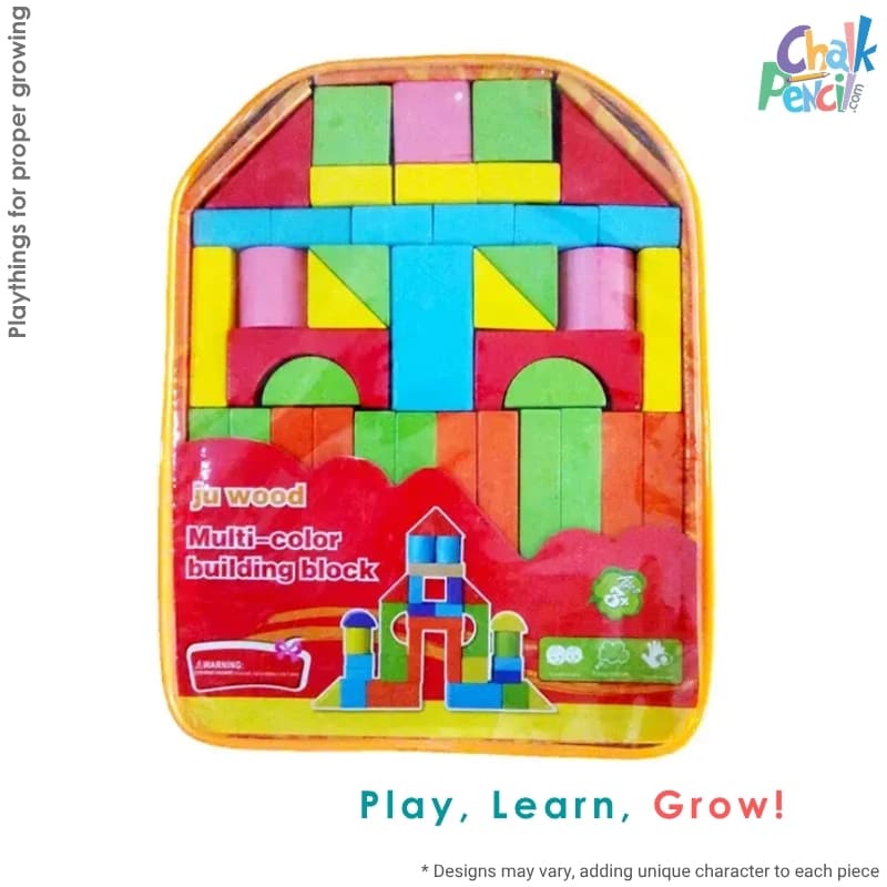 Multicolor Wooden Building Blocks Toys 50+ Blocks