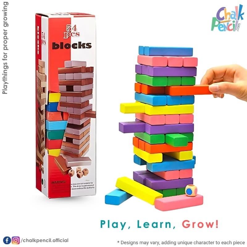 Colorful Tumble Tower 54 pcs