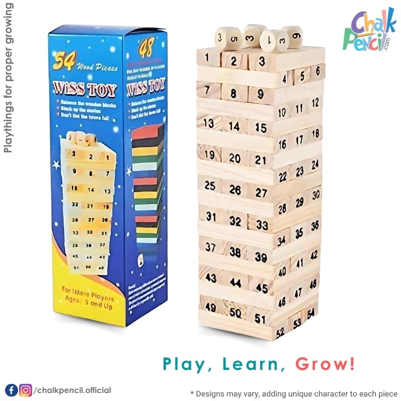54 Pcs Tumbling Stacking Building Tower Game