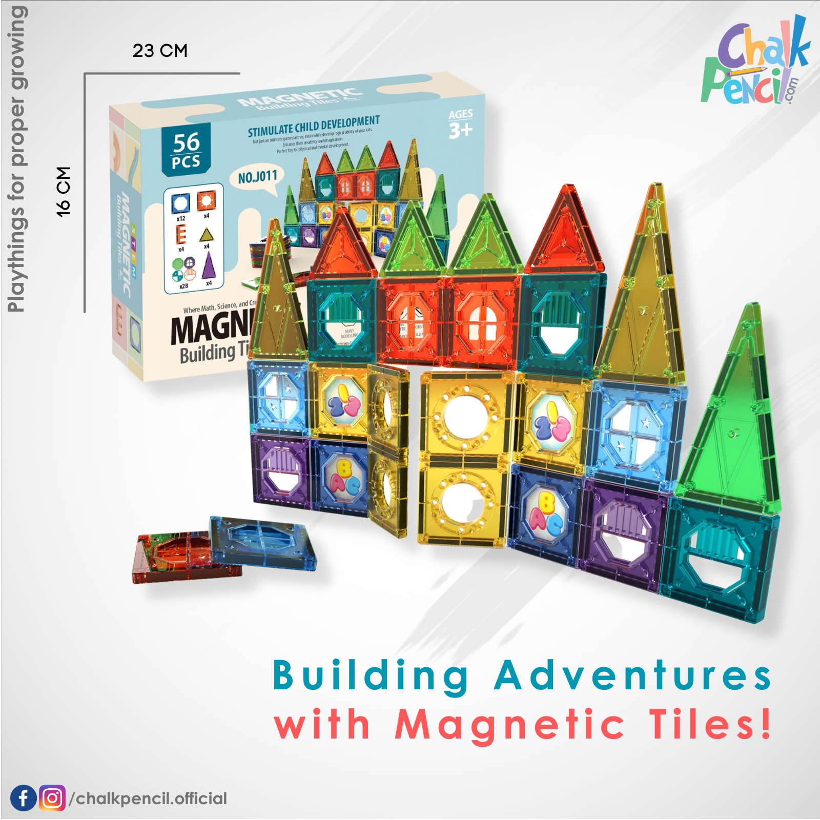 Magnetic Building Tiles 56 pcs