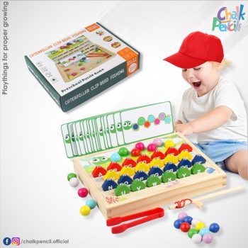 Colorful Caterpillar Clip & Catch: Preschool Bead Fishing Puzzle Game