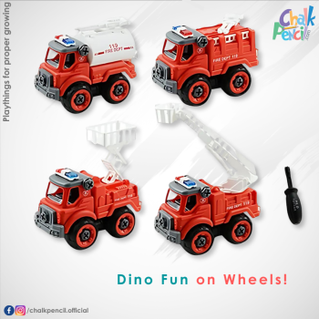 DIY Fire Truck Assembly Set - 4-in-1 Firefighting Vehicles with Screwdriver