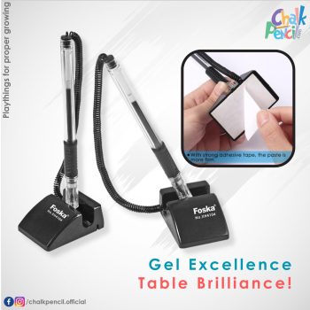 Foska Office Black Table Gel Pen with Sticker