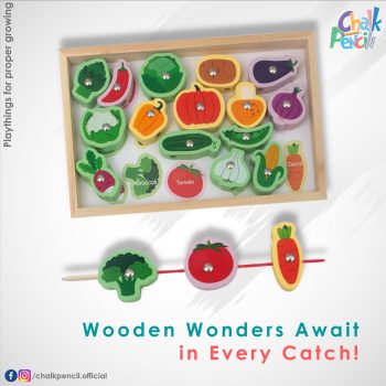 Montessori Wooden Veggies With Fishing Sticks