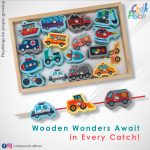 Montessori Wooden Vehicles With Fishing Sticks