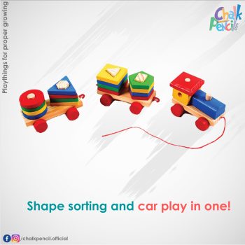 Colorful Wooden Set Column Three Car